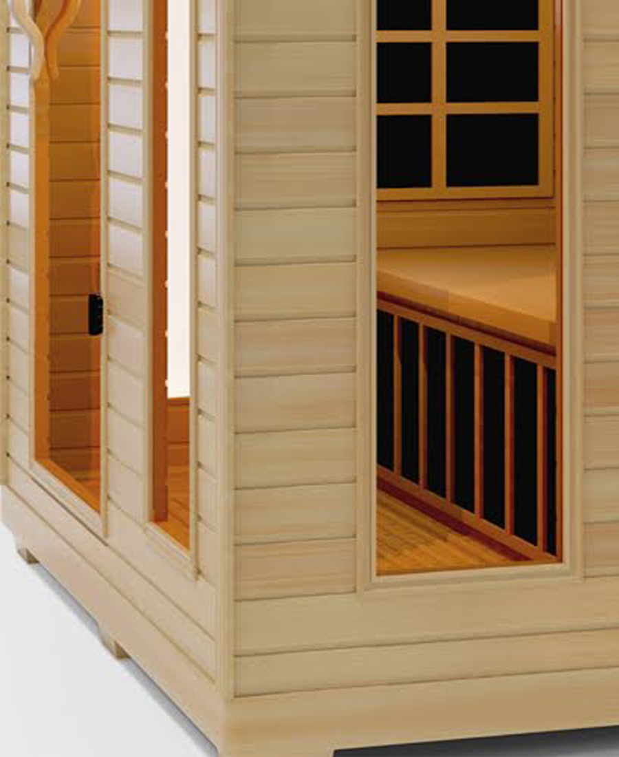 Up-close image of a sauna
